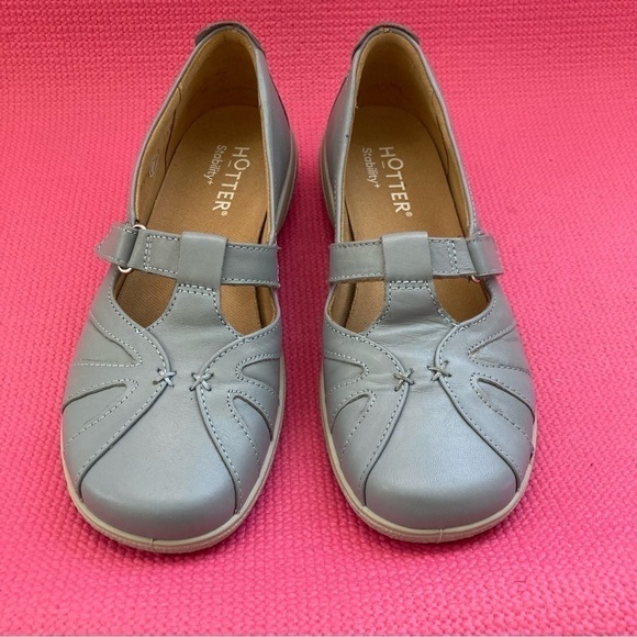 hotter womens nirvana II grey flat leather shoes US Size 7 - Picture 2 of 7